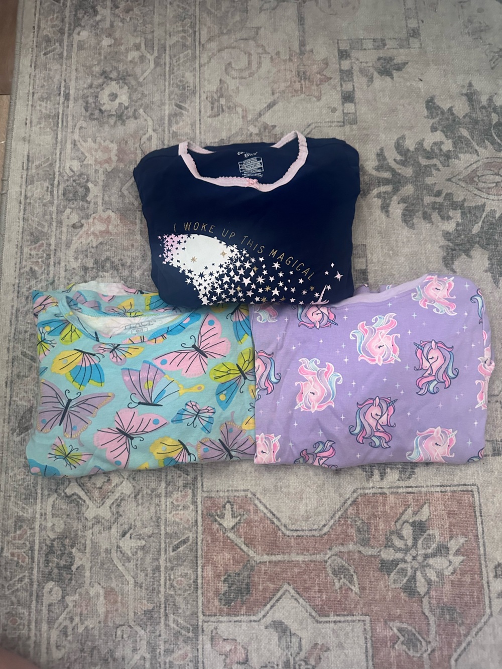 Place Girls Pajama Set Navy, Light Blue, Lavender